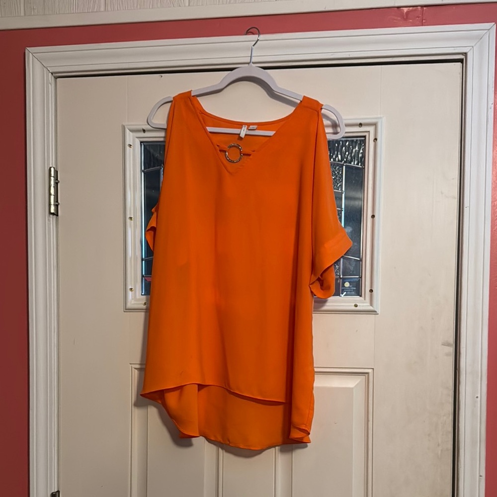 Cato Orange Asymmetrical Blouse Relaxed Fit